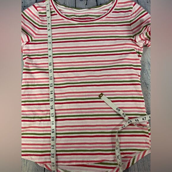 Talbots Pink Red Green Striped Preppy Classic Beachy Vacation Comfy Tshirt S - Picture 7 of 9